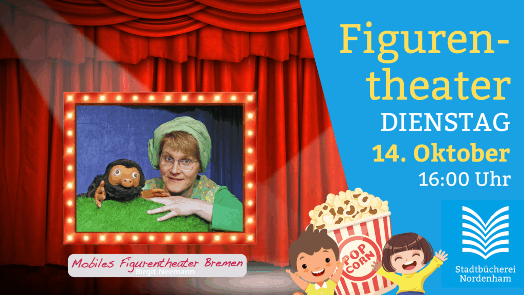 figurentheater "Der Maulwurf Grabowski" mit Birgit Neemann in der Stadtbücherei Nordenham am 14.Oktober 2025 um 16:00 Uhr.