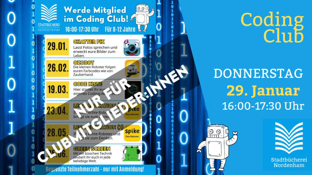 Coding Club. Kostenlos. Für Kinder für 8 bis 12 Jahren.