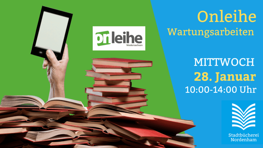 Onleihe Wartungsarbeiten am 28.Januar 2026 zwischen 10 und 14 Uhr.